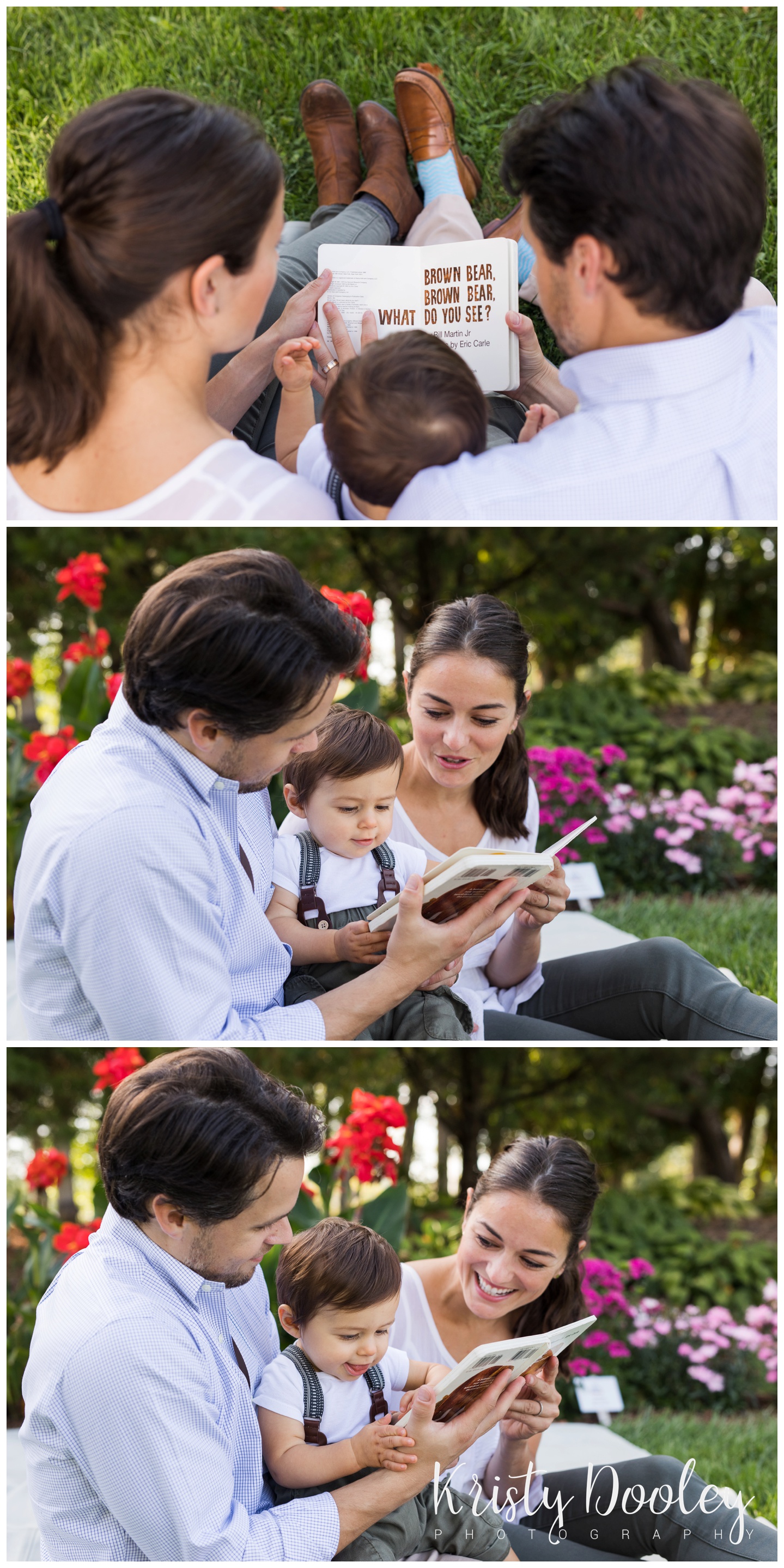 parents and son reading